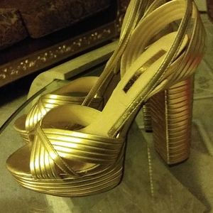 Gold block heel